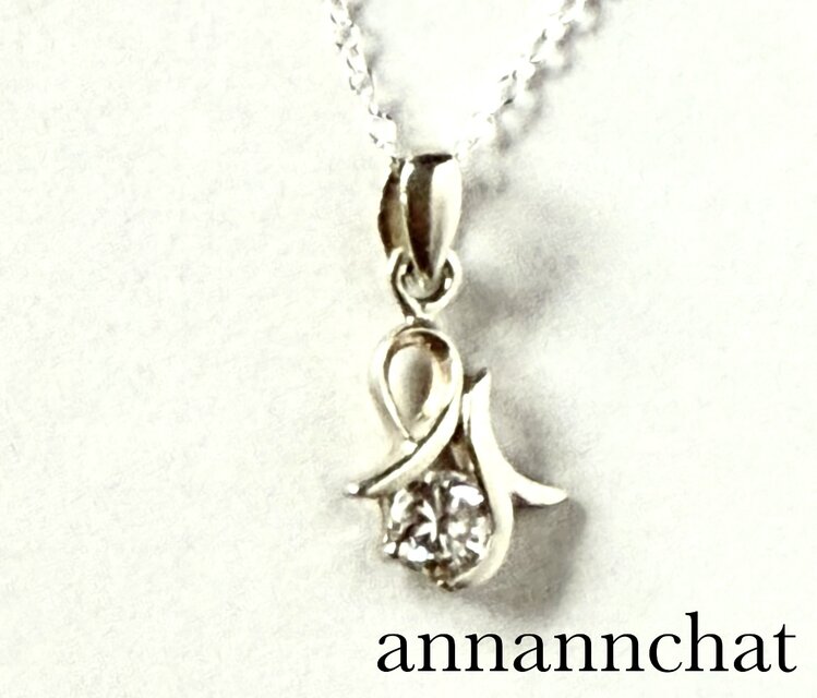 【ビンテージ　ヨーロッパ製　スターリングシルバー　ラインストーン　ネックレス】シルバー925