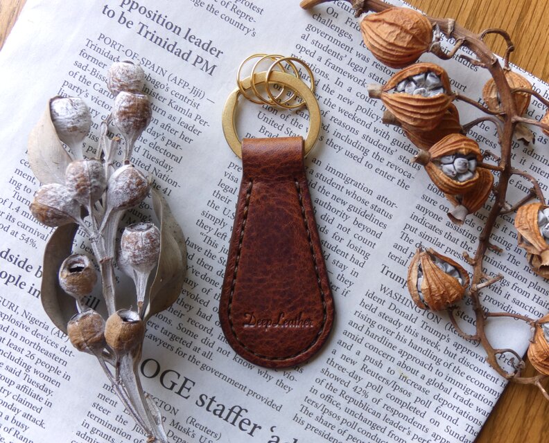 イタリア革のキーホルダー／チョコ