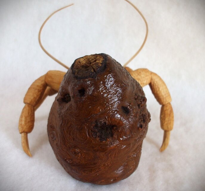 ☆ヤドカリの木彫り置物☆ | iichi 日々の暮らしを心地よくする