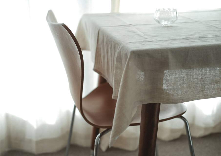 【サイズオーダー】110cm幅 ヘンプテーブルクロス（生成り：アイボリー）