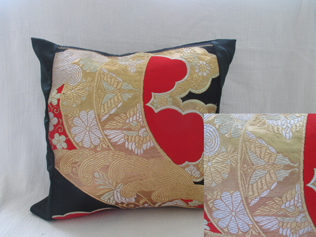u130　裏地付　帯 クッションカバー　座布団カバー　ファスナー　40x40cm　おしゃれ