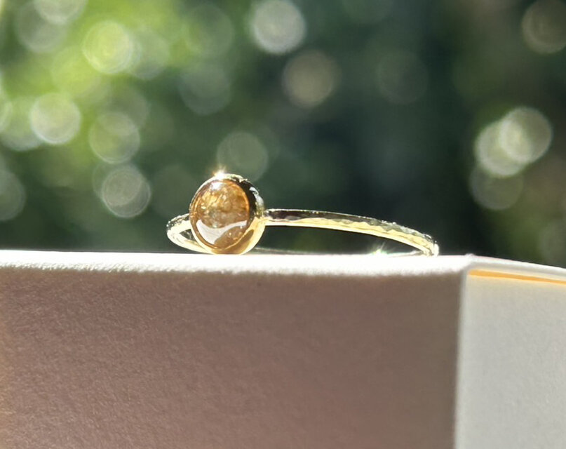 天然イエローダイアモンド・カボションカット K24+K22+K18ゴールド