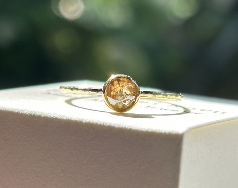 天然イエローダイアモンド・カボションカット K24+K22+K18ゴールド