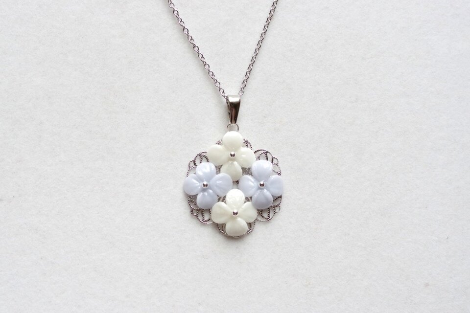 クレイアート　紫陽花のペンダント〈祝福〉