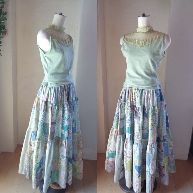 sold 絵画なパッチワーク♥Herb Garden♥超ボリューム♥ティアード