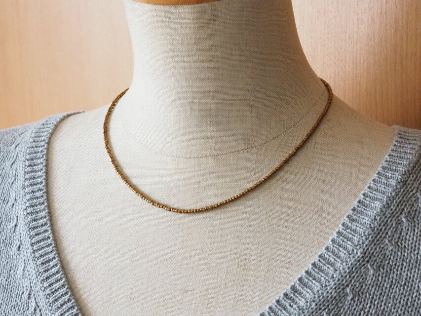 ビンテージビーズ  9連ネックレス ブロンズカラー 長さが選べるブロンズカラーのヴィンテージビーズネックレス