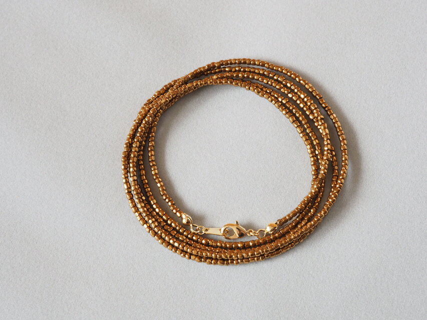 ビンテージビーズ  9連ネックレス ブロンズカラー 長さが選べるブロンズカラーのヴィンテージビーズネックレス