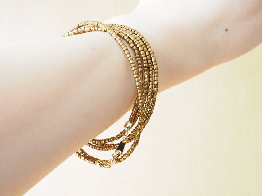 ビンテージビーズ  9連ネックレス ブロンズカラー 長さが選べるブロンズカラーのヴィンテージビーズネックレス