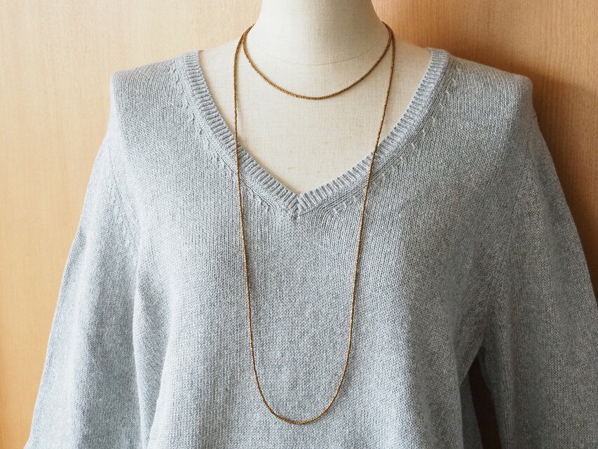 ビンテージビーズ  9連ネックレス ブロンズカラー 長さが選べるブロンズカラーのヴィンテージビーズネックレス