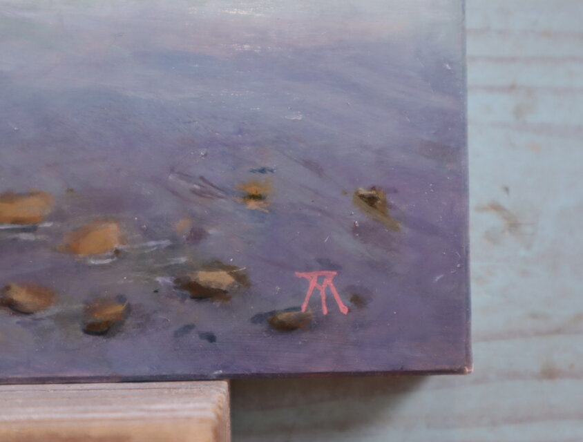 油絵「黒津崎海岸の夕暮れ」 | iichi 日々の暮らしを心地よくする