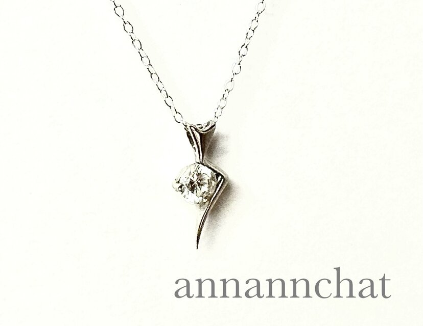 【ビンテージ　ヨーロッパ製　スターリングシルバー　ラインストーン　小粒　ネックレス】シルバー925