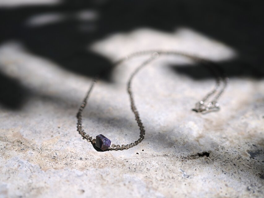 <MTO> -Sugilite- 'smoky quart & silver' Necklace