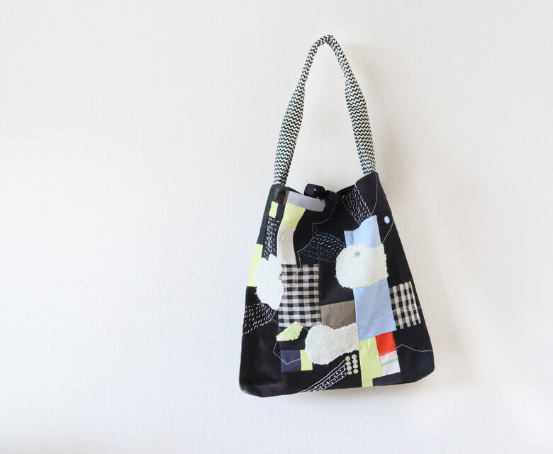 ワンハンドルバッグ　ブラック＆ステッチ25-2