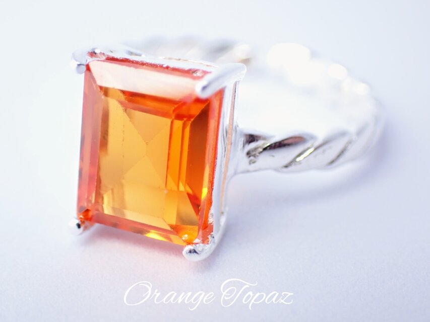 New☆新作☆『オレンジトパーズ』☆世界でひとつの天然石リング