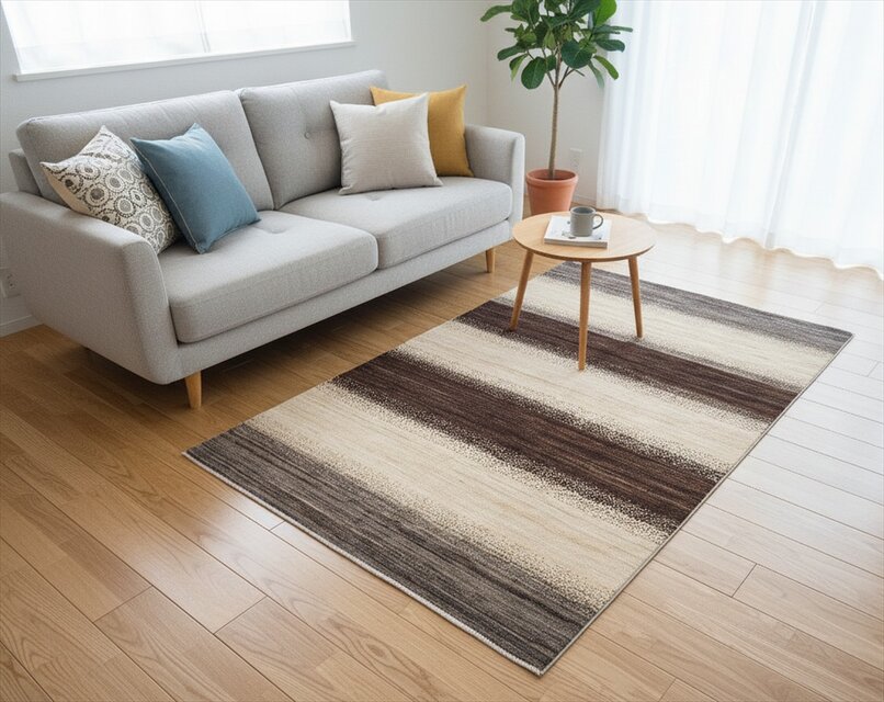 夏は涼しく冬は暖かい　オールシーズン天然無染ラグ　肌ざわり最高　ガゼニラハット　184x116cm　P3