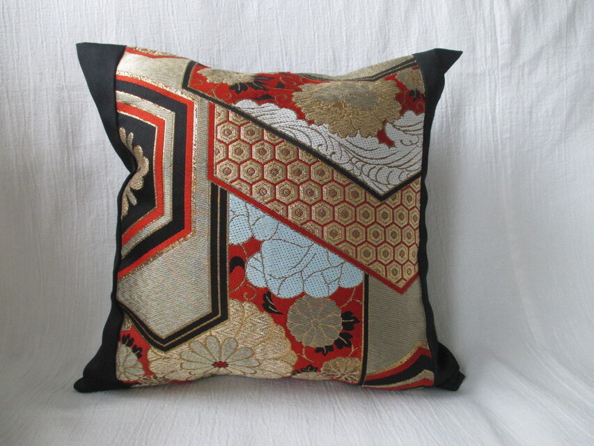 u131 裏地付 帯 クッションカバー 座布団カバー ファスナー 40x40cm