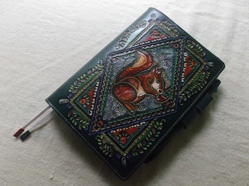 ほぼ日手帳　文庫サイズ対応 　レザー手帳カバー 刻印、拭き染め ほぼ日手帳仕様 B6サイズレザー手帳カバー 刻印＆拭き染め