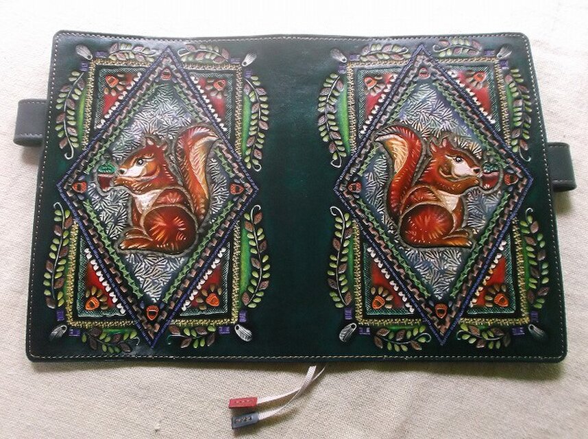 ほぼ日手帳仕様 B6サイズレザー手帳カバー 刻印＆拭き染め