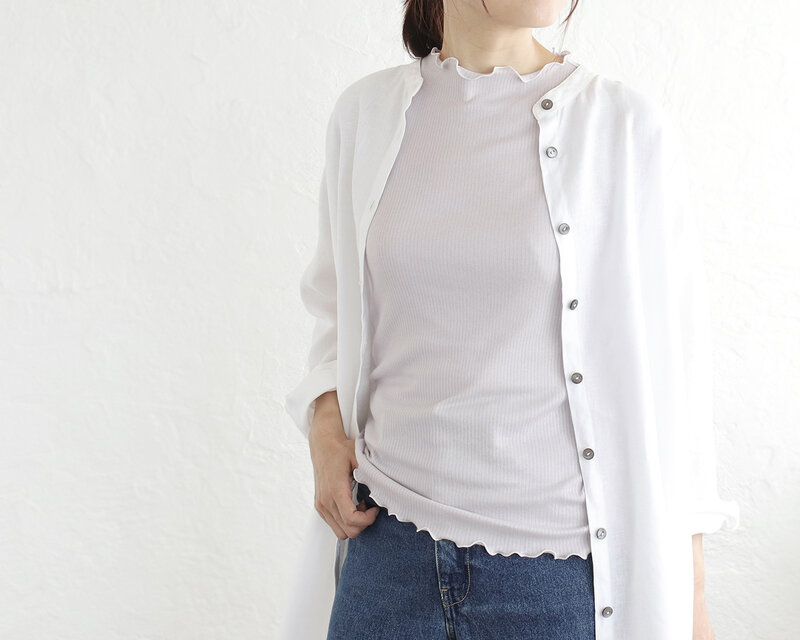 《新色》やさしい着心地。春夏の重ね着に便利なテレコリブトップス（ダスティラベンダー）TP14