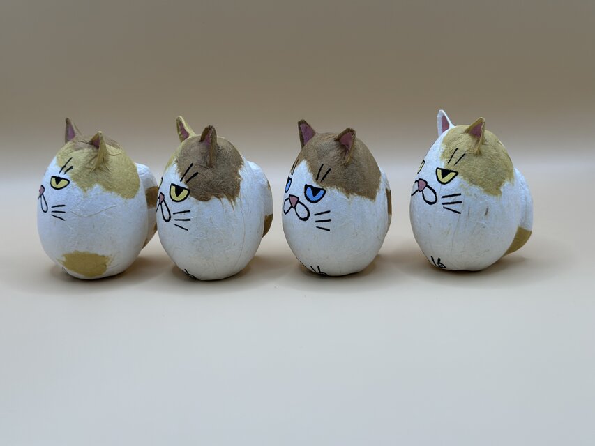 アトリエおはよう　モビール　猫　張り子 月桃subari張り子 猫 | iichi 日々の暮らしを心地よくするハンドメイド