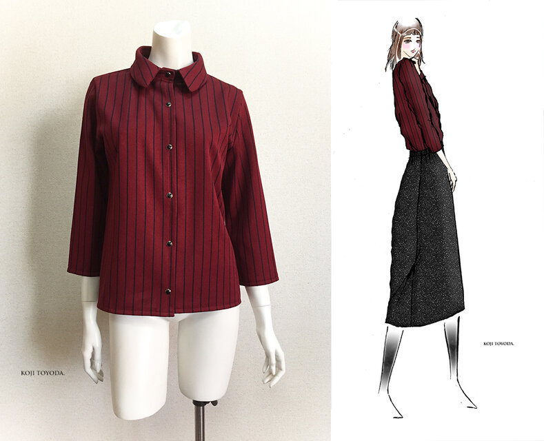 【1点もの・デザイン画付き】ストライプニットブラウス（KOJI TOYODA）