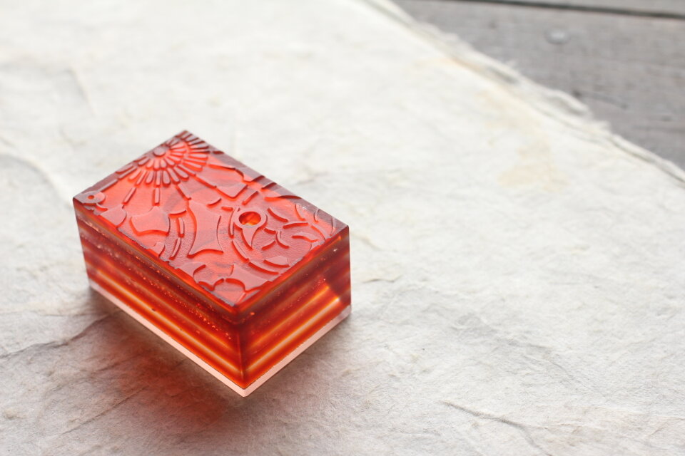 【再販】 ガラス製　書道具 水差し「花鳥風月」