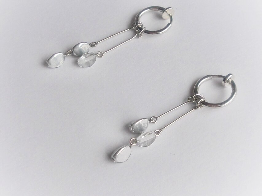 クリスタルフォール·イヤリング(ピアス) / クリアシルバー