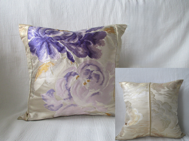 u133　裏地付　帯 クッションカバー　座布団カバー　ファスナー　40x40cm　おしゃれ