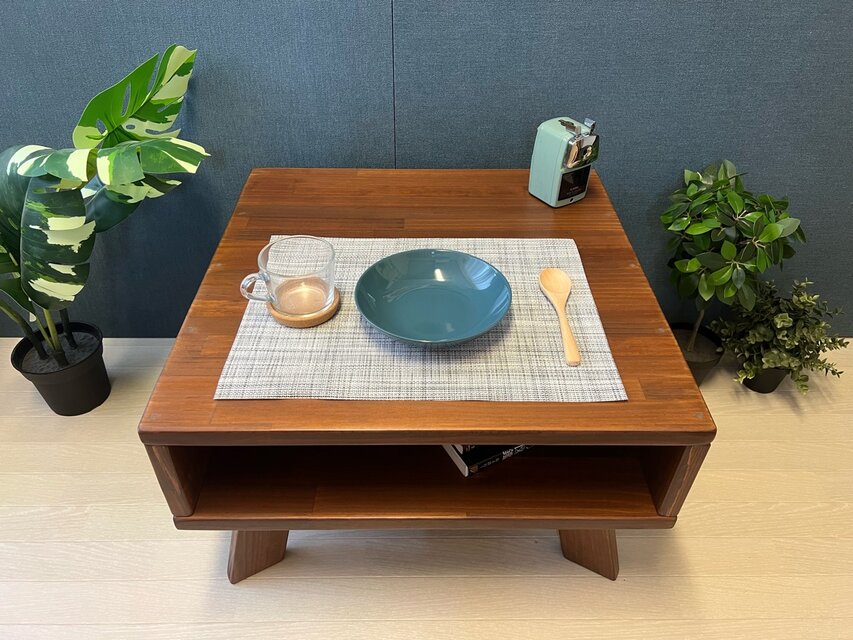 送料無料】 ローテーブル ロ形 60cm角 40cm パイン ウォルナット 木製