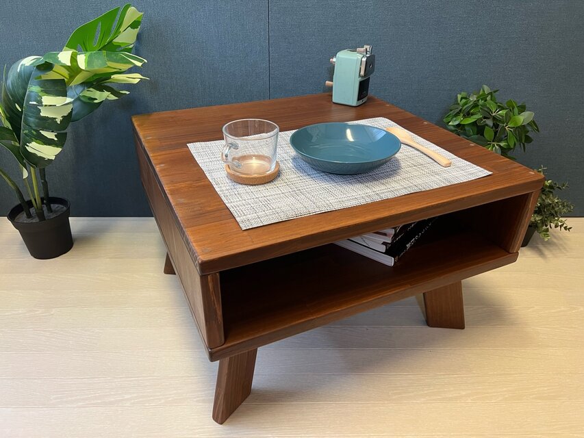 送料無料】 ローテーブル ロ形 60cm角 40cm パイン ウォルナット 木製