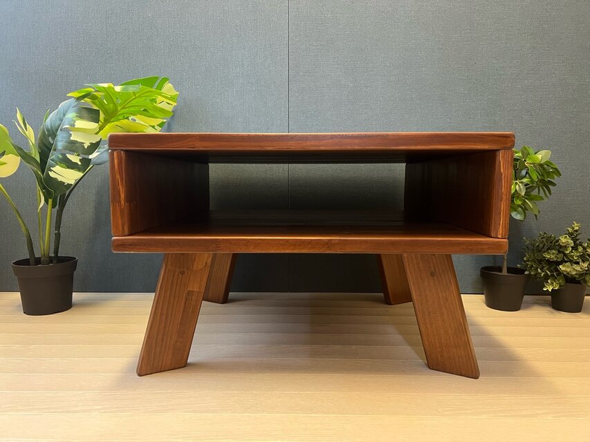 【オーダー】 テーブル 正方形 80cm パイン ウォルナット調 ボルト連結脚 パイン家具実例-こたつ（正方形・80） | オーダーメイドパイン家具の