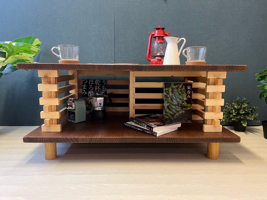 【送料無料】 ローテーブル 和風 木組格子形 90cm パイン ウォルナット 送料無料】 ローテーブル 和風 木組格子形 90cm 60cm パイン