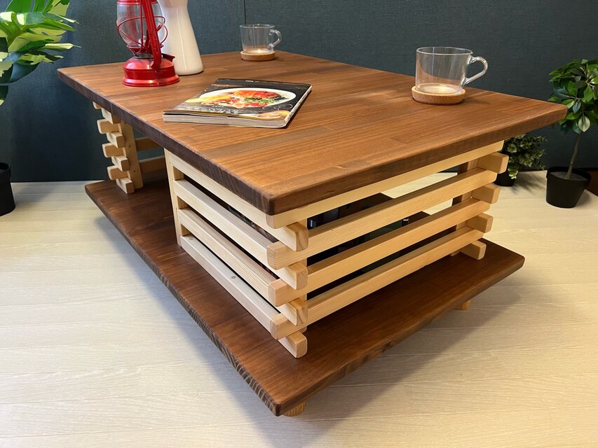 【送料無料】 ローテーブル 和風 木組格子形 90cm パイン ウォルナット 送料無料】 ローテーブル 和風 木組格子形 90cm 60cm パイン