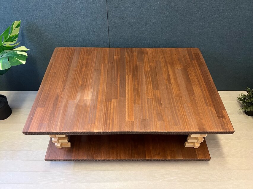 【送料無料】 ローテーブル 和風 木組格子形 90cm パイン ウォルナット 送料無料】 ローテーブル 和風 木組格子形 90cm パイン ウォルナット