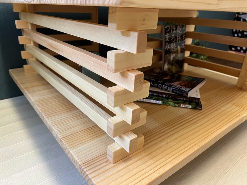 【送料無料】 ローテーブル 和風 木組格子形 80cm角 パイン ナチュラル 送料無料】 ローテーブル 和風 木組格子形 80cm角 パイン