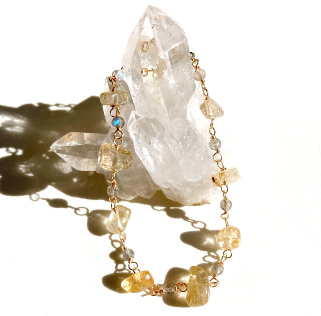 天然石ルチルクォーツとラブラドライトのブレスレット