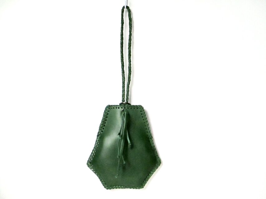 イタリア革ブッテーロのレトロ風バッグ（緑）