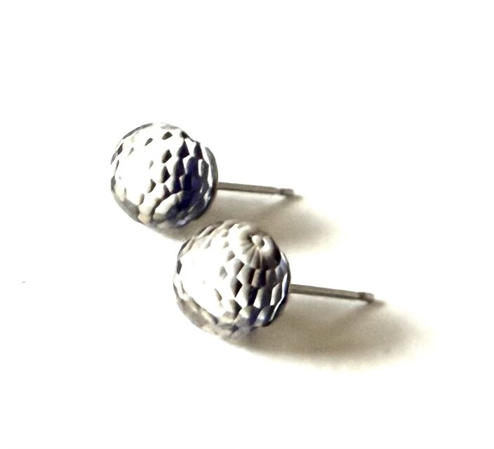 【スワロフスキー】クリスタルミラーボールスタッドピアス スワロフスキー disco ミラーボール 8mm ピアス】青