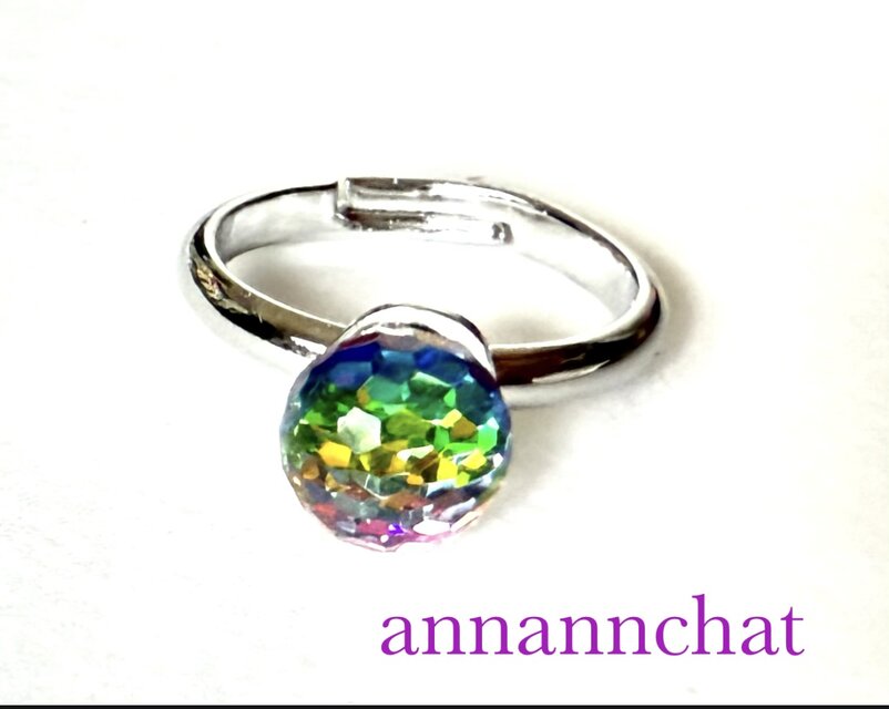 【スワロフスキー　ビンテージ　70's　クリスタルヴィトレイルミディアム　  disco　ミラーボール　8ｍｍ　リング　】