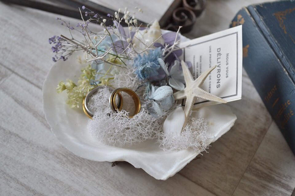 ホタテ貝のリングピロー＊水色