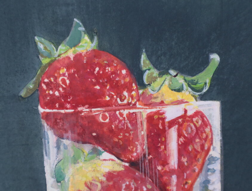 アクリル「グラスの中の3つの苺」 | iichi 日々の暮らしを心地よく