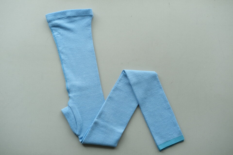 【new】リネンニットレギンス マチ付き（サックス）｜size S-M