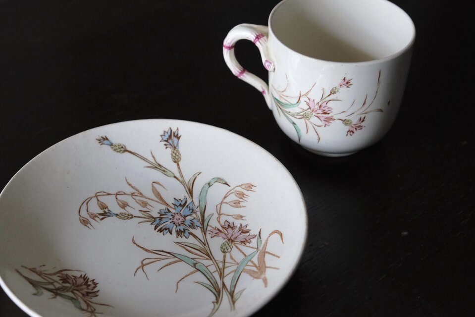 フランスアンティークLunevilleリュネヴィルBLEUET　矢車菊スーピエル フランスアンティークLunevilleリュネヴィルBLEUET 矢車菊