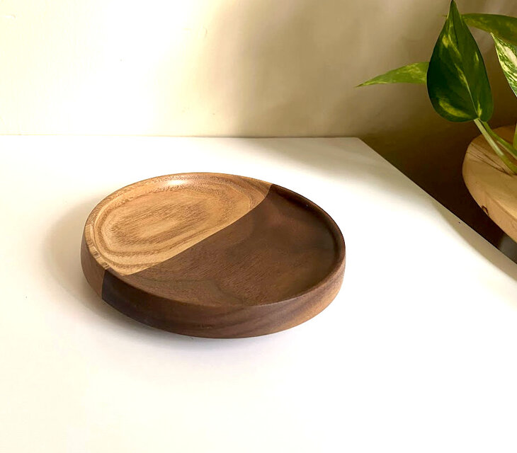 ウォールナット×タモ　バイカラープレート　Φ13.5mm