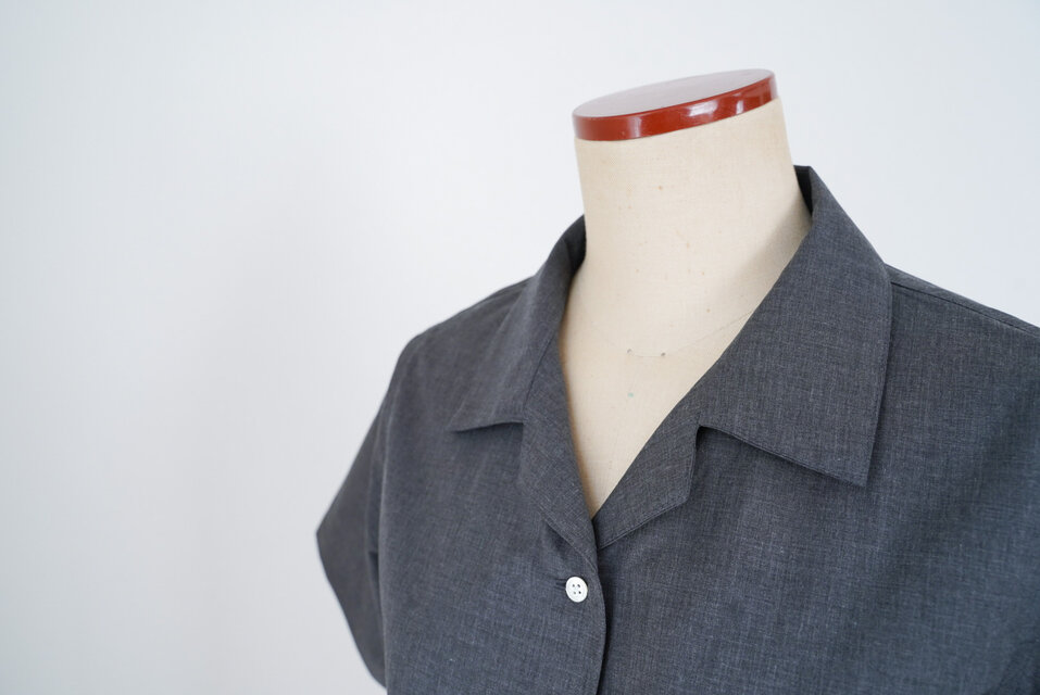 播州織 WOOL LIKE COTTON 杢グレー オープンカラーシャツ | iichi 日々