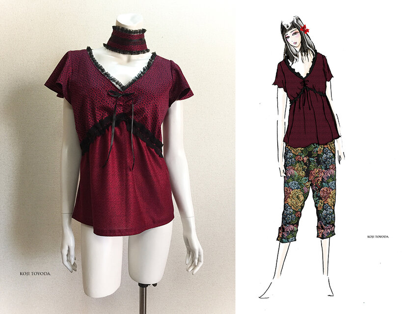 【1点もの・デザイン画付き】イタリア製ストレッチ綿生地トップス（KOJI TOYODA）