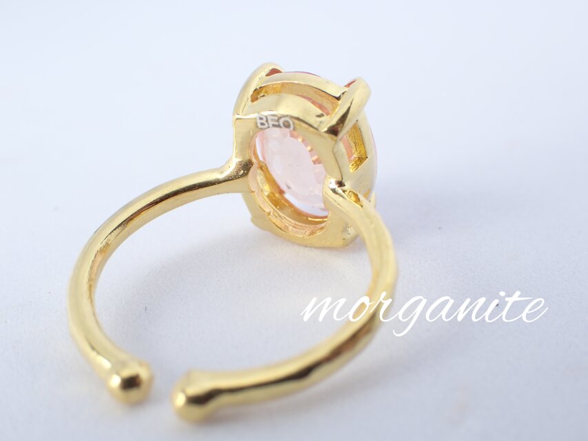 セール 登場から人気沸騰 新作 『Morganite』世界でひとつ天然石リングsv925+k18 | iichi アクセサリー
