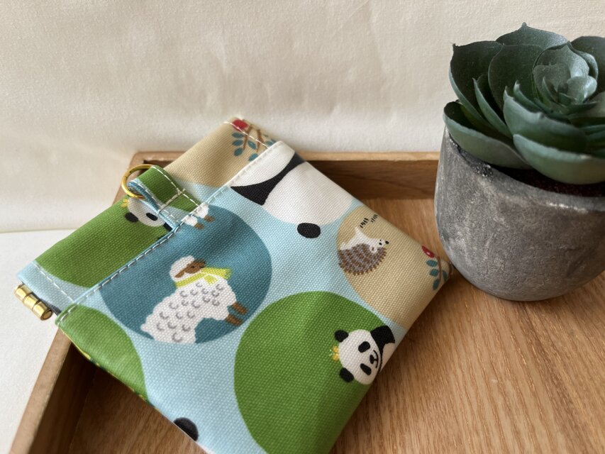 植物柄 手作りバネ付きポーチ 約13cm x 9cm blaze-japan_kit-450001