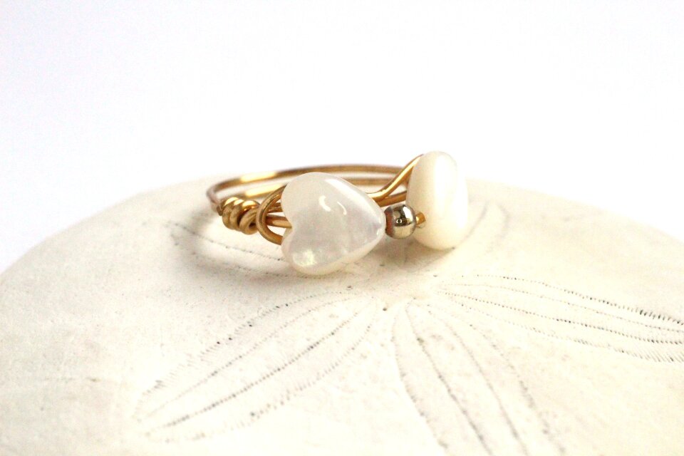 白蝶貝　Ribbon　Wire　Ring