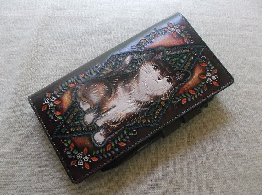 ほぼ日手帳weeks対応　レザー手帳カバー　　刻印＆拭き染め